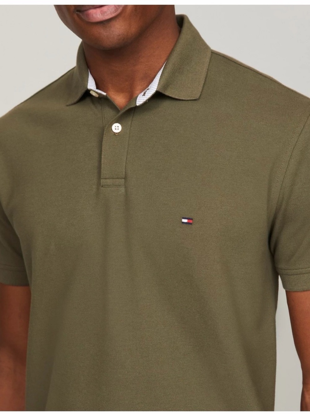 Tommy Hilfiger Men's Olive Polo with Signature Flag